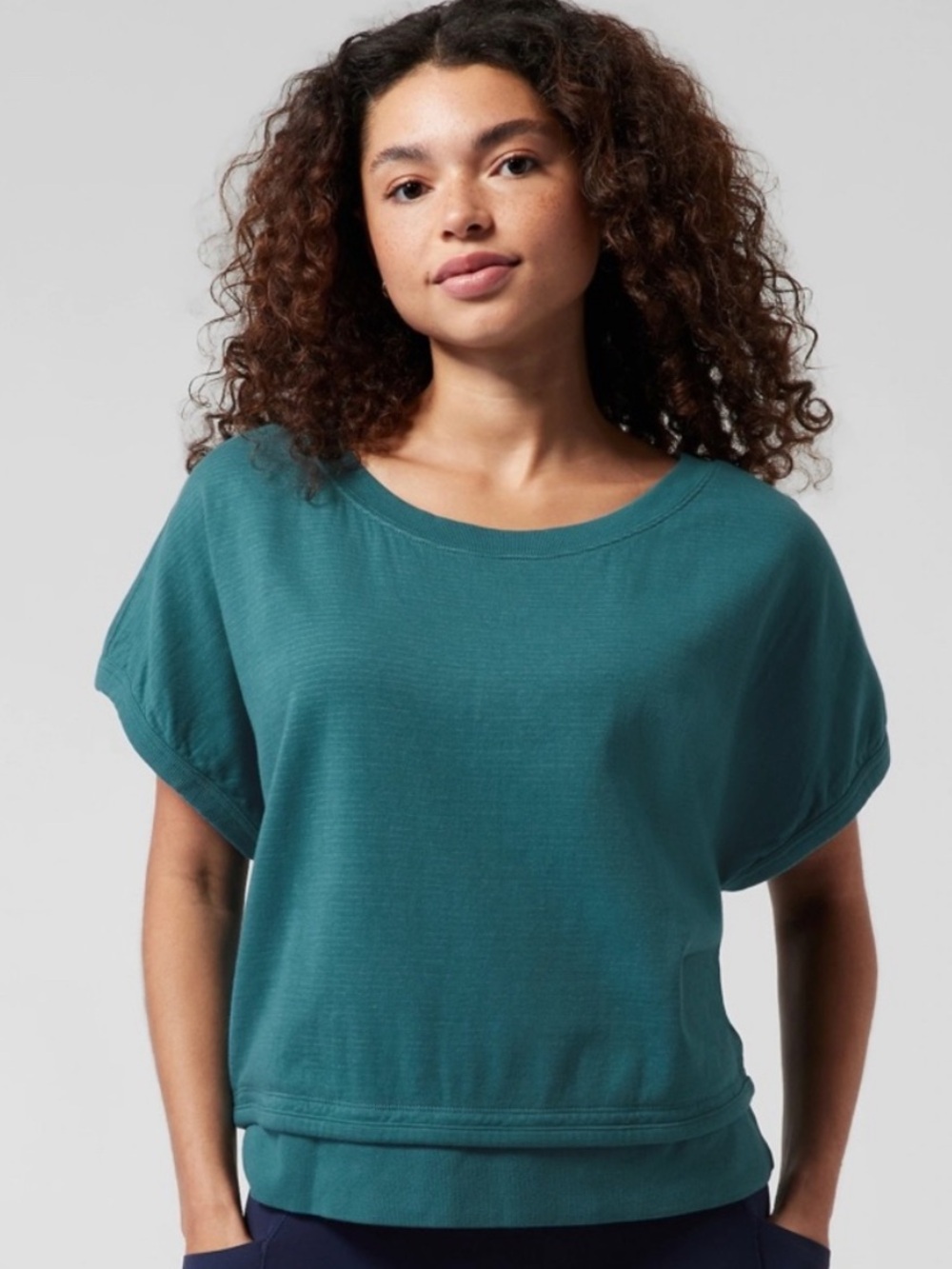 Athleta Oversized Sundown Shirred Sweatshirt Short Sleeve